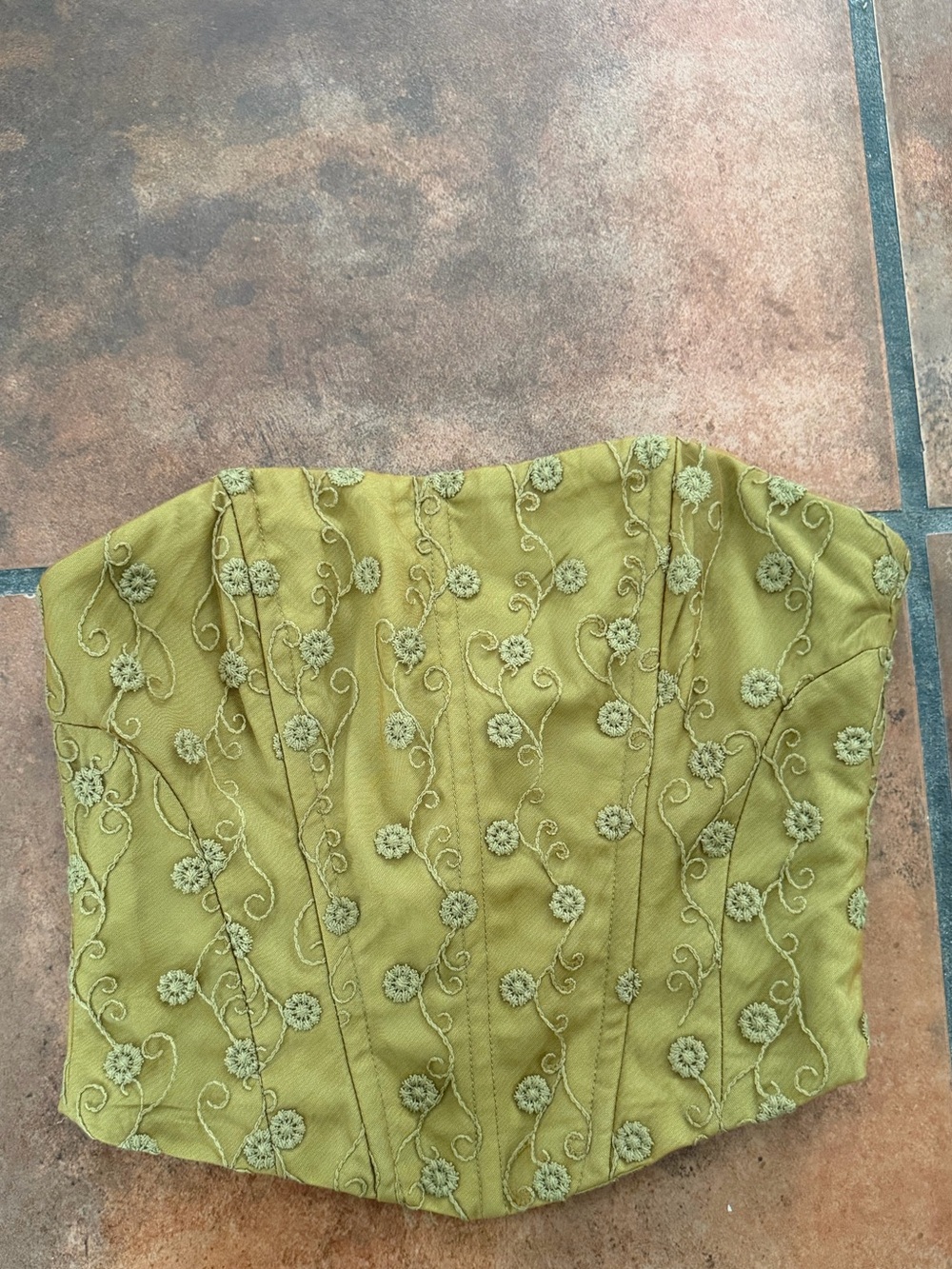 Princess Polly Olive Embroidered Corset Top